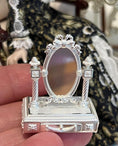 Load image into Gallery viewer, Dimitri Shevchenko Sterling Silver Dressing Table Mirror Dollhouse Miniature
