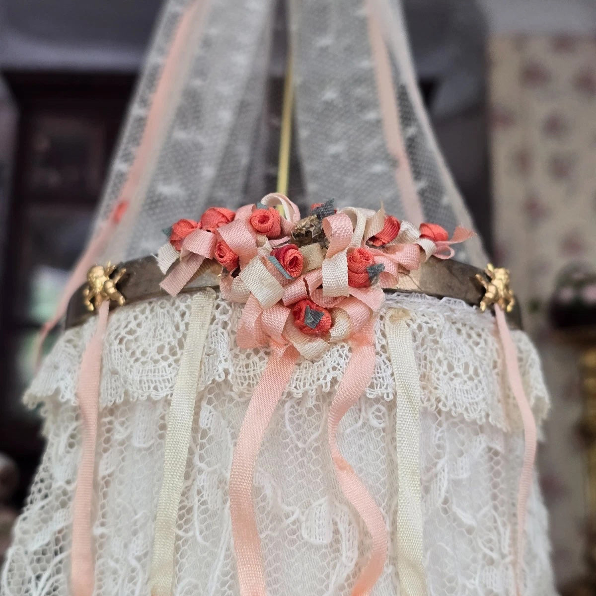 Christine Eisenberg Valentine’s Cupid Roses & Lace Baby Bassinet