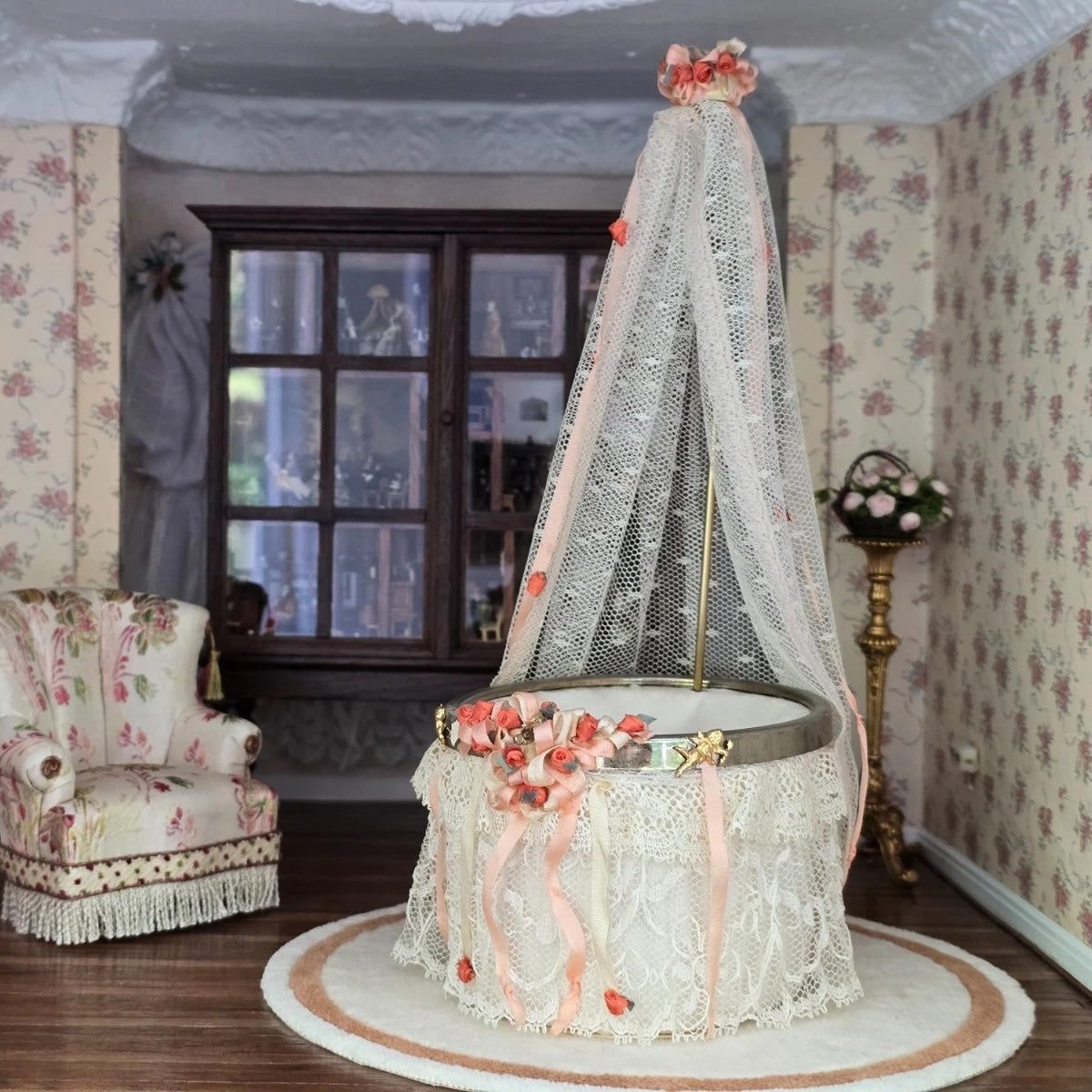 Christine Eisenberg Valentine’s Cupid Roses & Lace Baby Bassinet