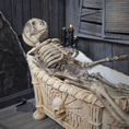 Load image into Gallery viewer, Clay Halloween Clawfoot Bathtub OOAK Miniature with Skeleton, Skulls & Candles
