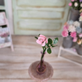 Load image into Gallery viewer, Single Long-Stemmed Enameled Pink Rose in Pink Glass Bud Vase
