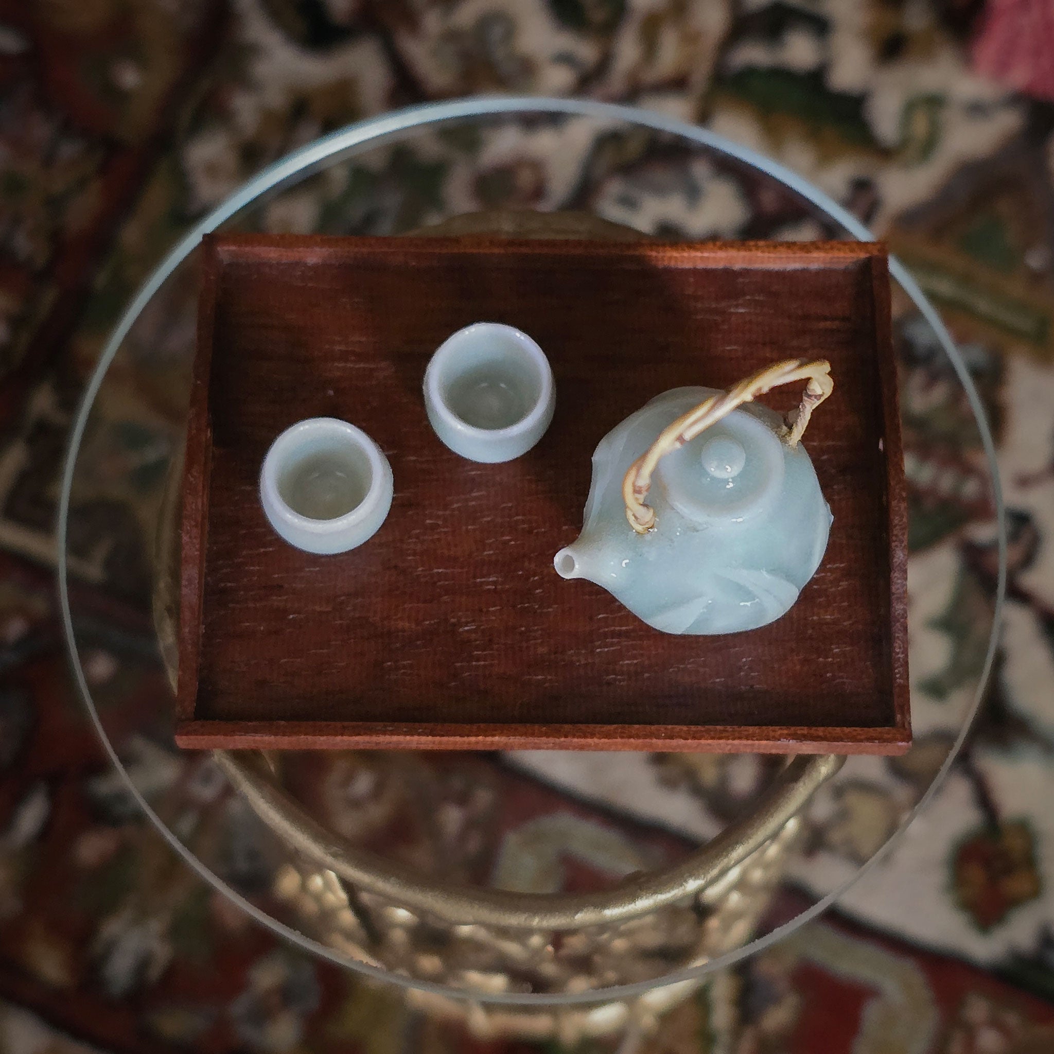 Celadon Chinese Teapot Set & Serving Tray IGMA Troy Schmidt Porcelain