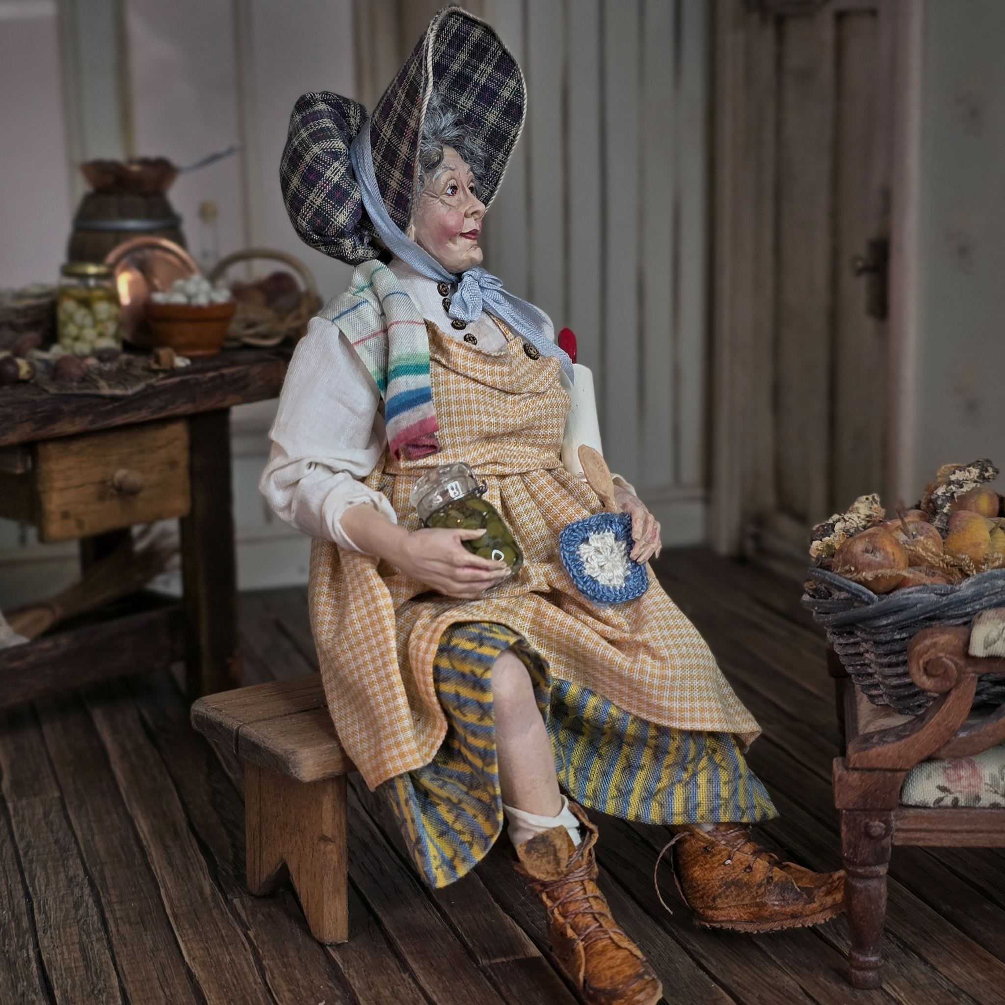 Granny Grit Rustic Country Housewife Original Marcia Backstrom Sculpted Clay Dollhouse Doll