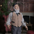 Load image into Gallery viewer, Vintage-style clay dollhouse doll of an elderly man with a long beard in a room setting.
