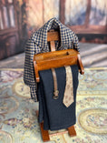 Load image into Gallery viewer, Vintage Wool & Silk Dressed Dollhouse Gentleman's Valet Stand, top view
