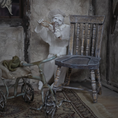 Load image into Gallery viewer, Edwardian Boy Ghost Doll OOAK Haunted Miniature Child with Slingshot & Chair by Pat Benedict
