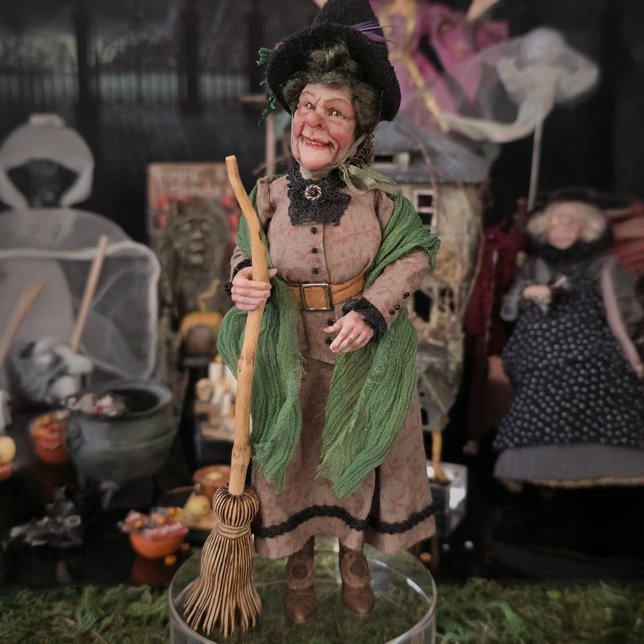 Friendly Witch by Creager Studios OOAK Sculpted Clay Halloween Character Lady Doll