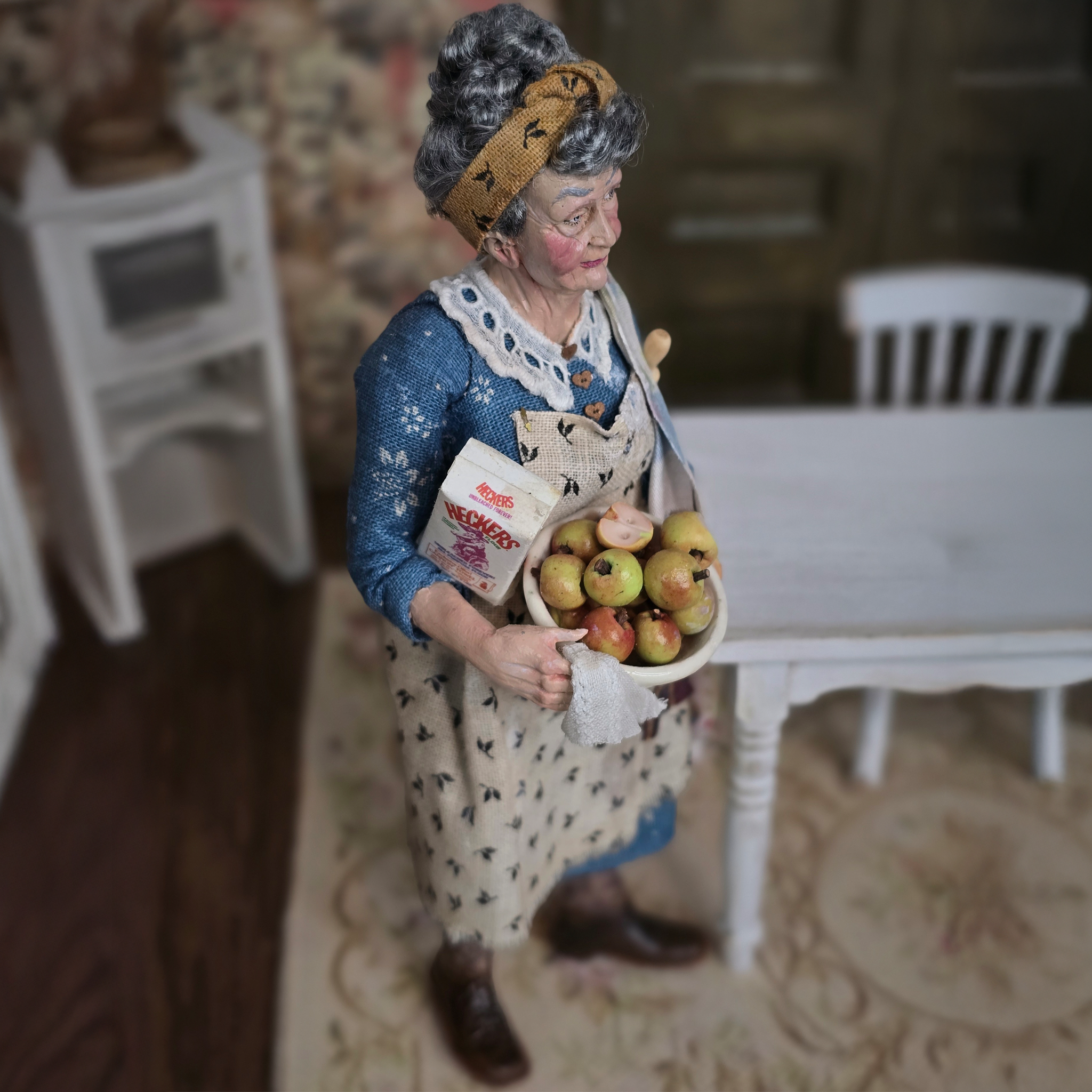 Granny Pippin Baking Country Housewife Original Marcia Backstrom Sculpted Clay Dollhouse Doll