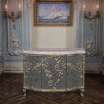 Load image into Gallery viewer, Decorative miniature sideboard cabinet with gold embellishments in a classical room setting. Cristina Noriega Moran
