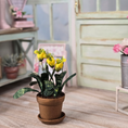 Load image into Gallery viewer, Potted Yellow Orchid Hand Painted Flowering Houseplant Vintage Artisan
