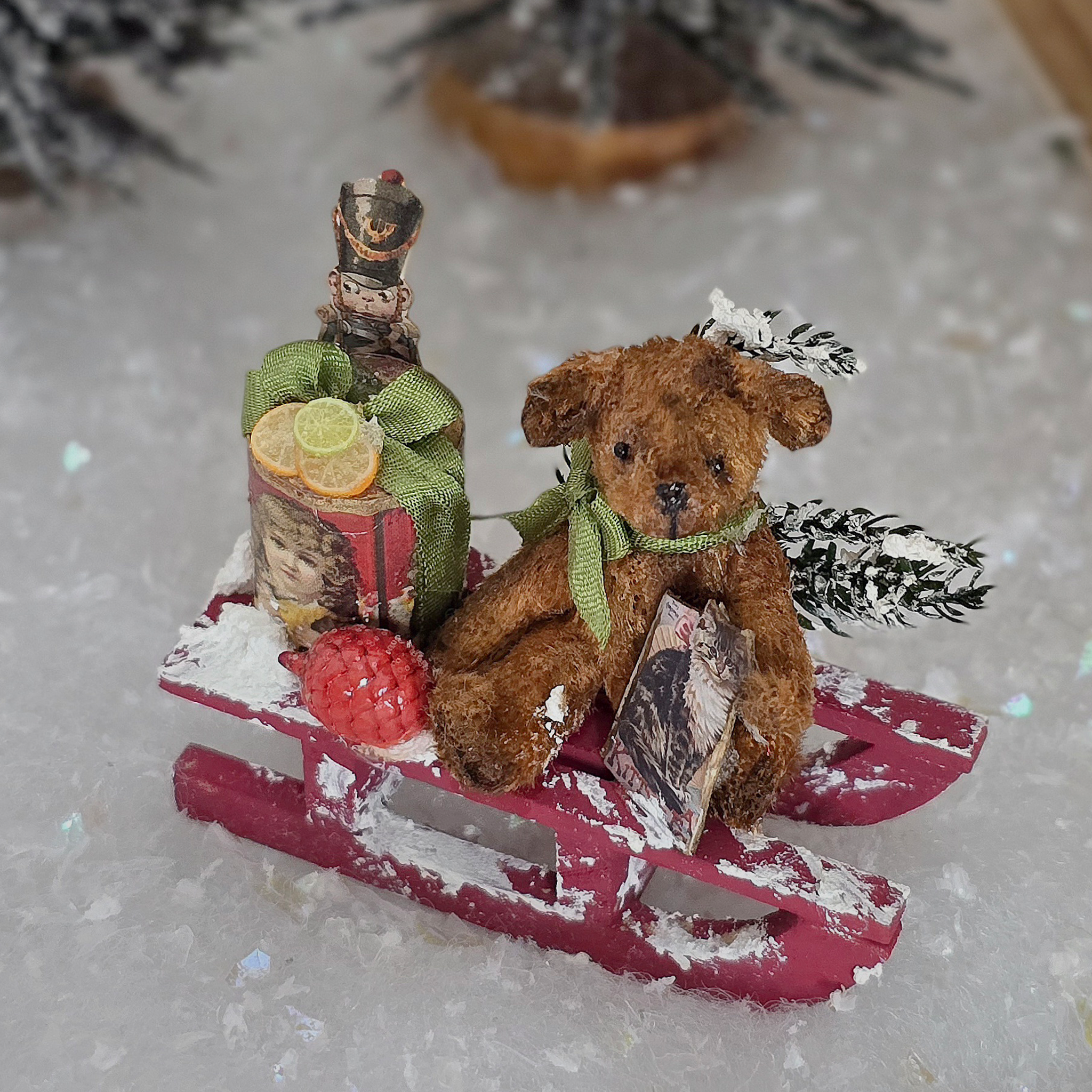 Miniature Snowy Christmas Vignette – Le Coffre D’Emilie, top view