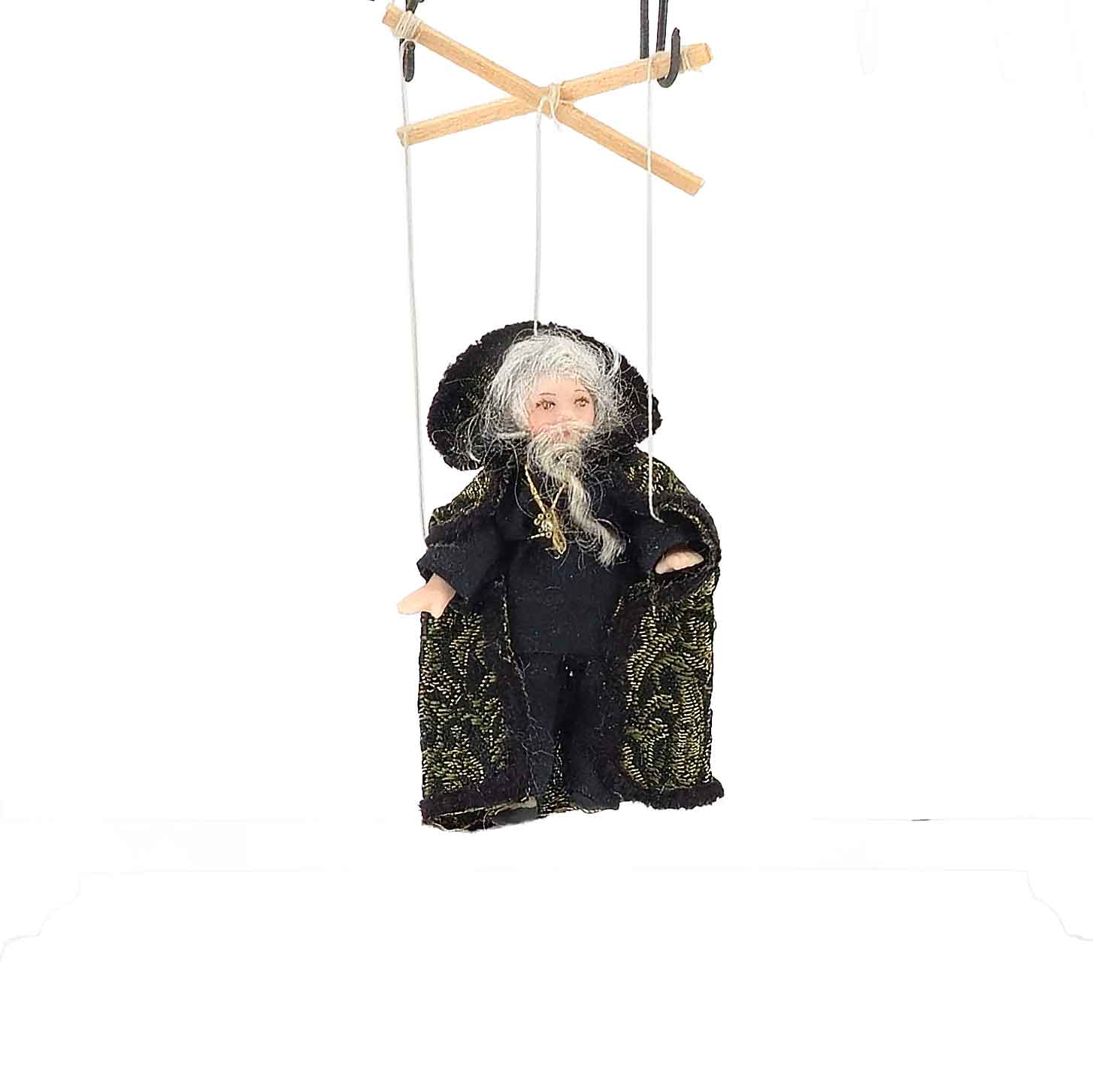 Old Wizard or Scholar Marionette Puppet by Loretta Kasza Miniature Dollhouse