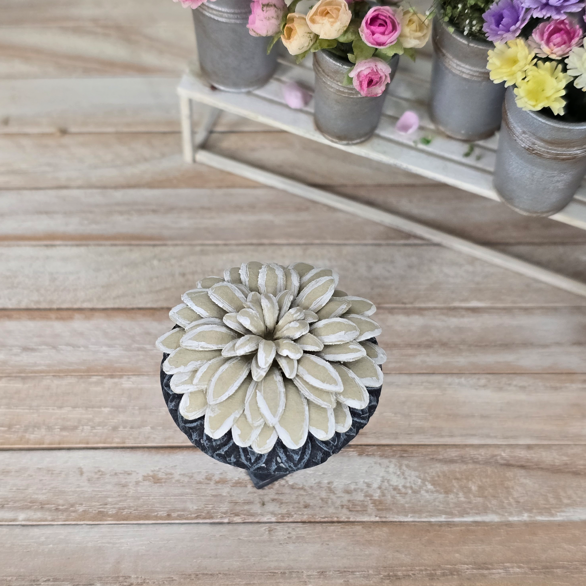 Potted Leafy Painted Paper Plant in Footed Clay Garden Urn Vintage Artisan