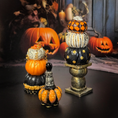 Load image into Gallery viewer, Stacked Pumpkin Trio OOAK Miniature Halloween Centerpiece Decorations with Urn & Finial
