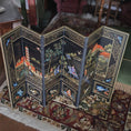 Load image into Gallery viewer, Decorative folding screen with intricate designs on a patterned rug
