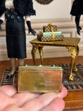 Load image into Gallery viewer, Louis Vuitton Brass Miniature Display Suitcase Trunk 1980s, underside signature
