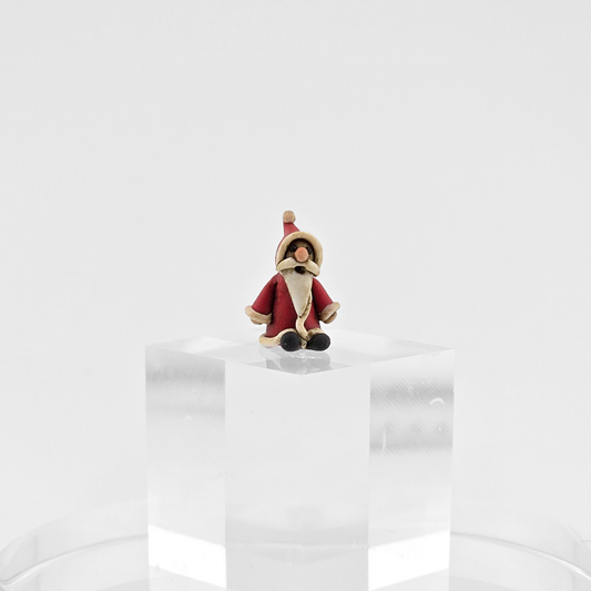 Miniature Folk Art Santa Figurine – Short & Stout, on white background