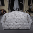 Load image into Gallery viewer, Gothic Spooky Halloween Spiderweb Sofa OOAK Artisan Upholstered Dollhouse Furniture
