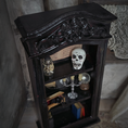 Load image into Gallery viewer, Dressed Wooden Halloween Spooky Bookcase Diorama Miniature Haunted Cabinet with Magical Contents
