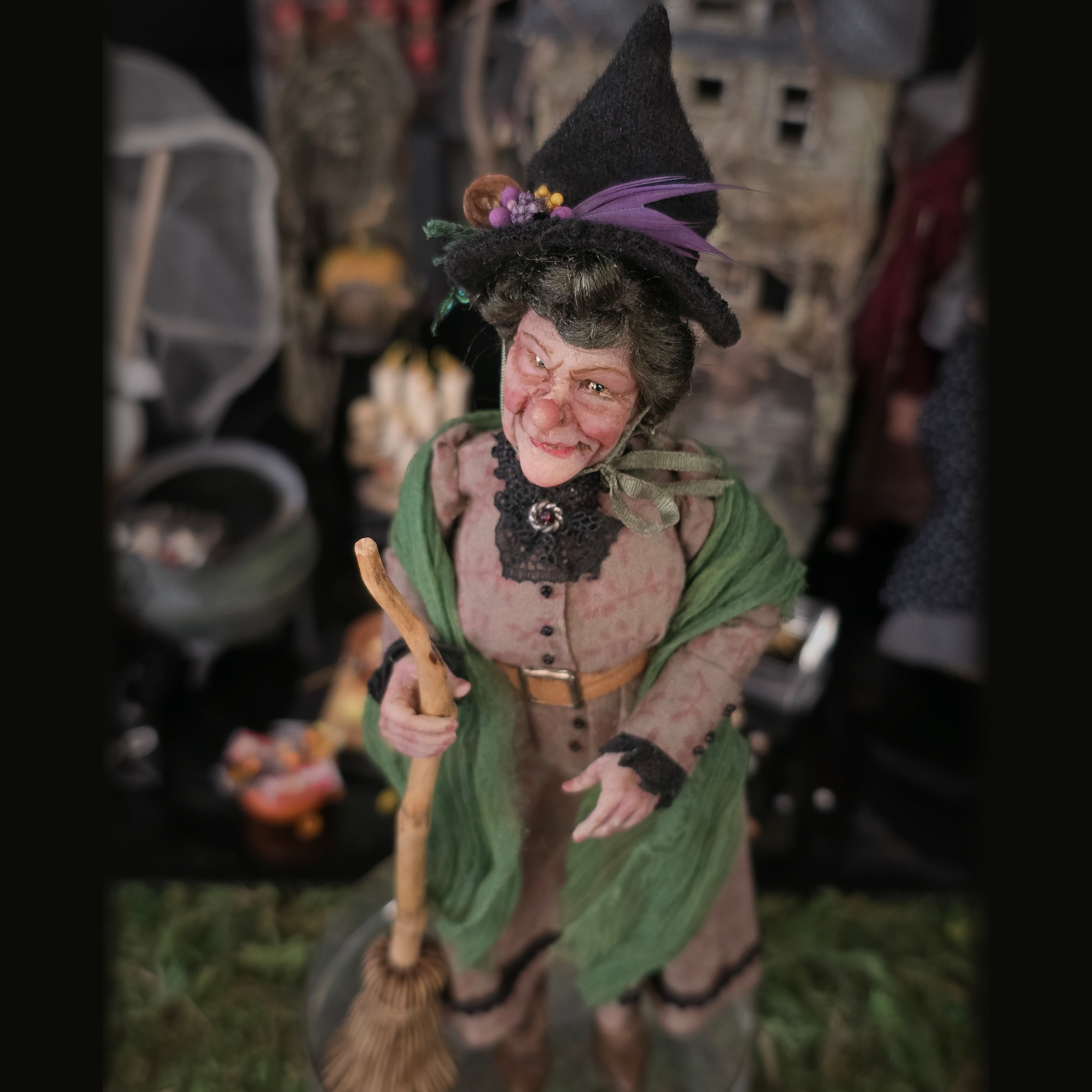 Friendly Witch by Creager Studios OOAK Sculpted Clay Halloween Character Lady Doll