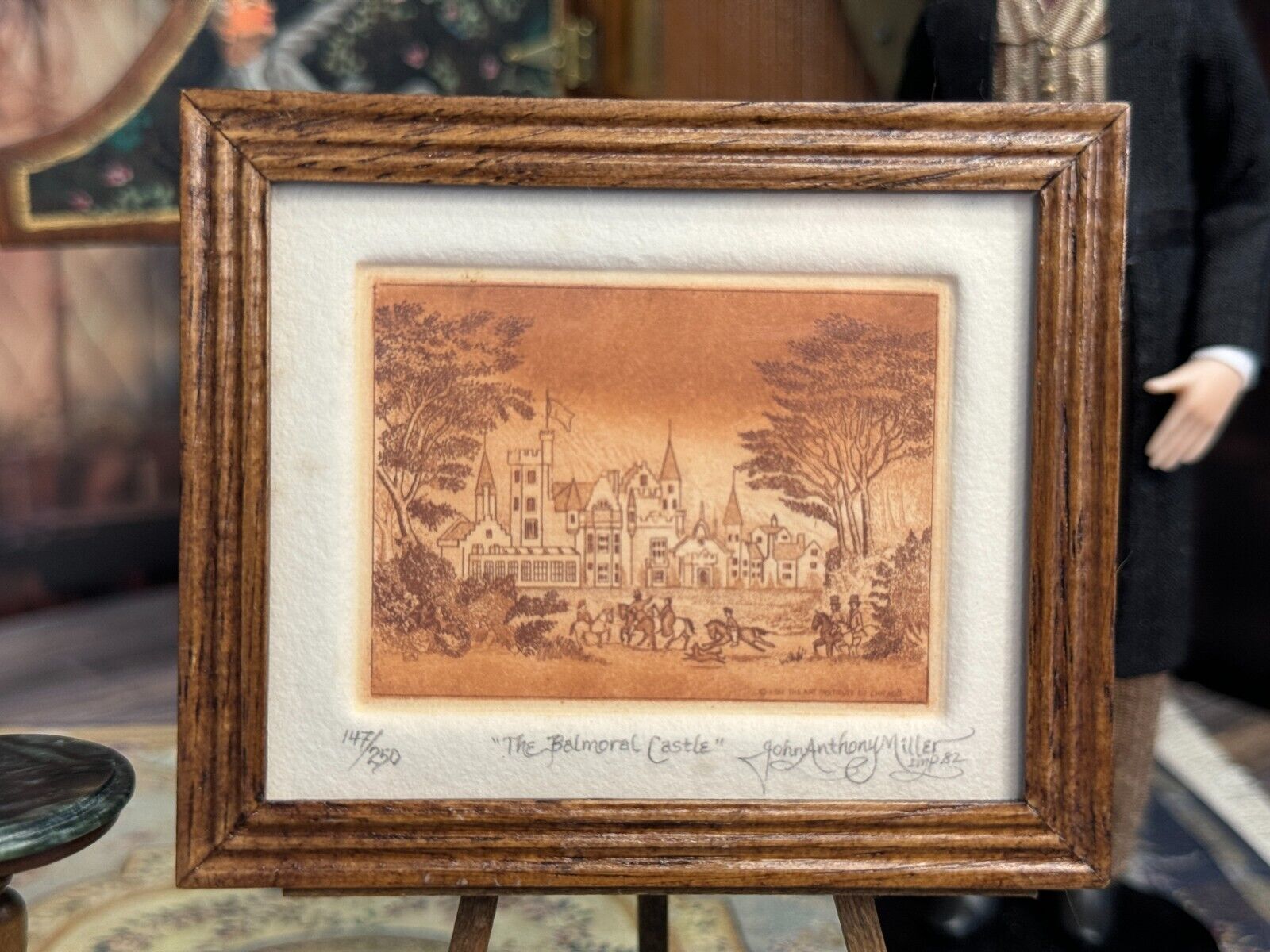 Framed John Anthony Miller Etching Sepia Tones Balmoral Castle 147/250, front view