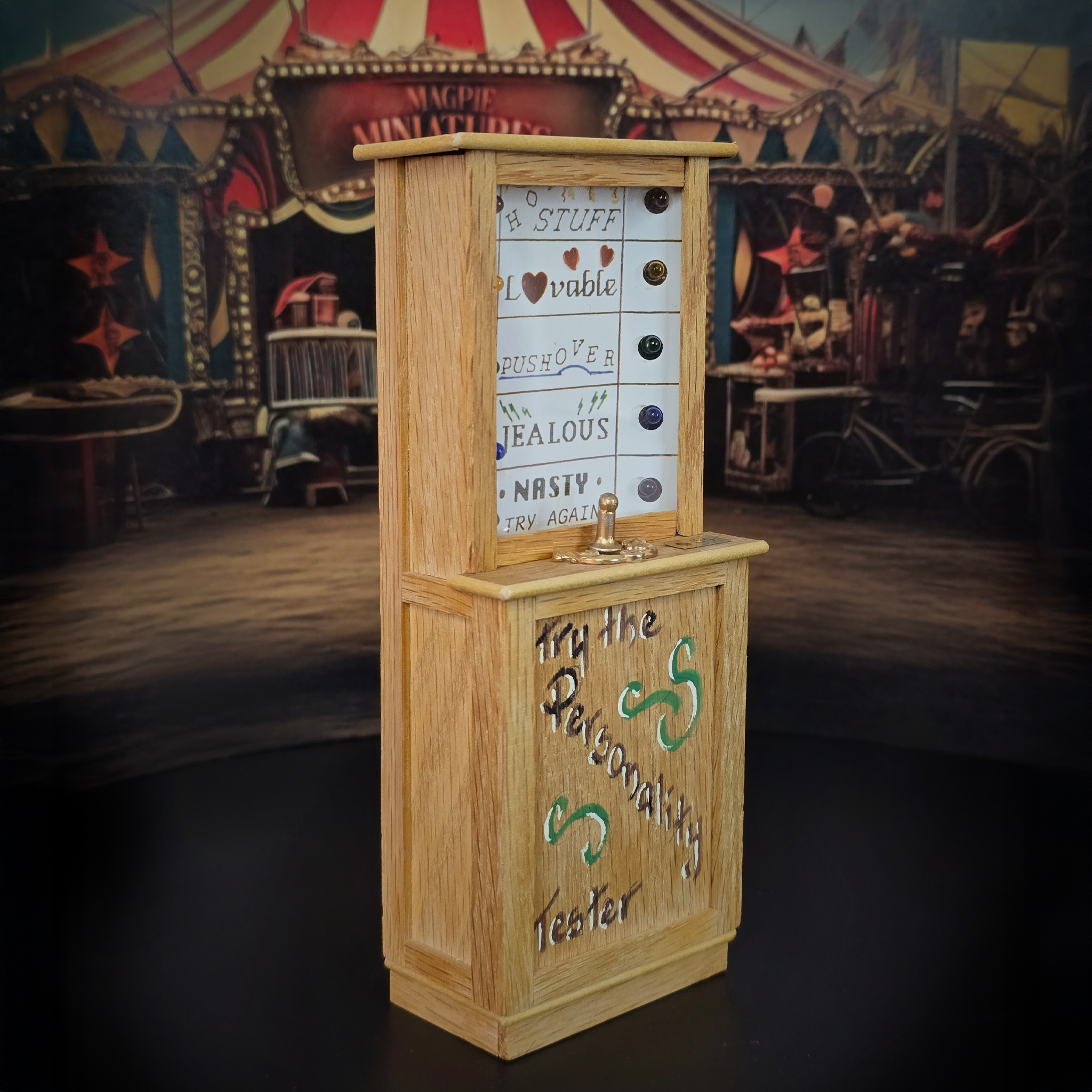 Miniature Personality Tester OOAK Carnival Arcade Game with Working Lights, Signed Cheri Varisco (1994)