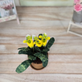 Load image into Gallery viewer, Potted Yellow Orchid Hand Painted Flowering Houseplant Vintage Artisan
