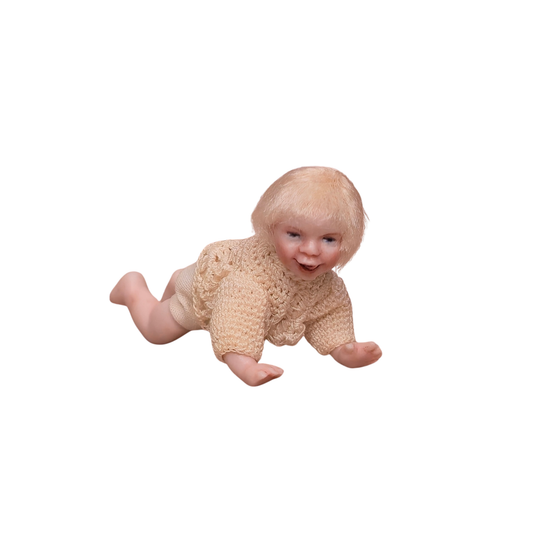 Joan Blackwood Blonde Crawling Baby 1:12 Sculpted Porcelain Miniature Doll
