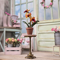 Load image into Gallery viewer, Potted Orange Orchid Hand Sculpted Clay Flowering Houseplant Vintage Artisan

