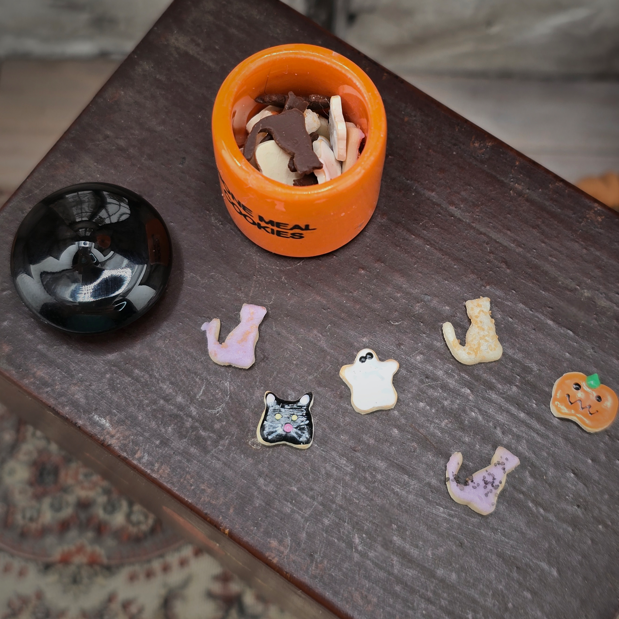 Halloween Cookie Canister Kitchen Decor “Bone Meal Cookies” Jar with Miniature Treats