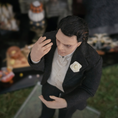 Load image into Gallery viewer, Gothic Gentleman Doll OOAK Hand-Sculpted Haunted Miniature with Posable Arms Halloween
