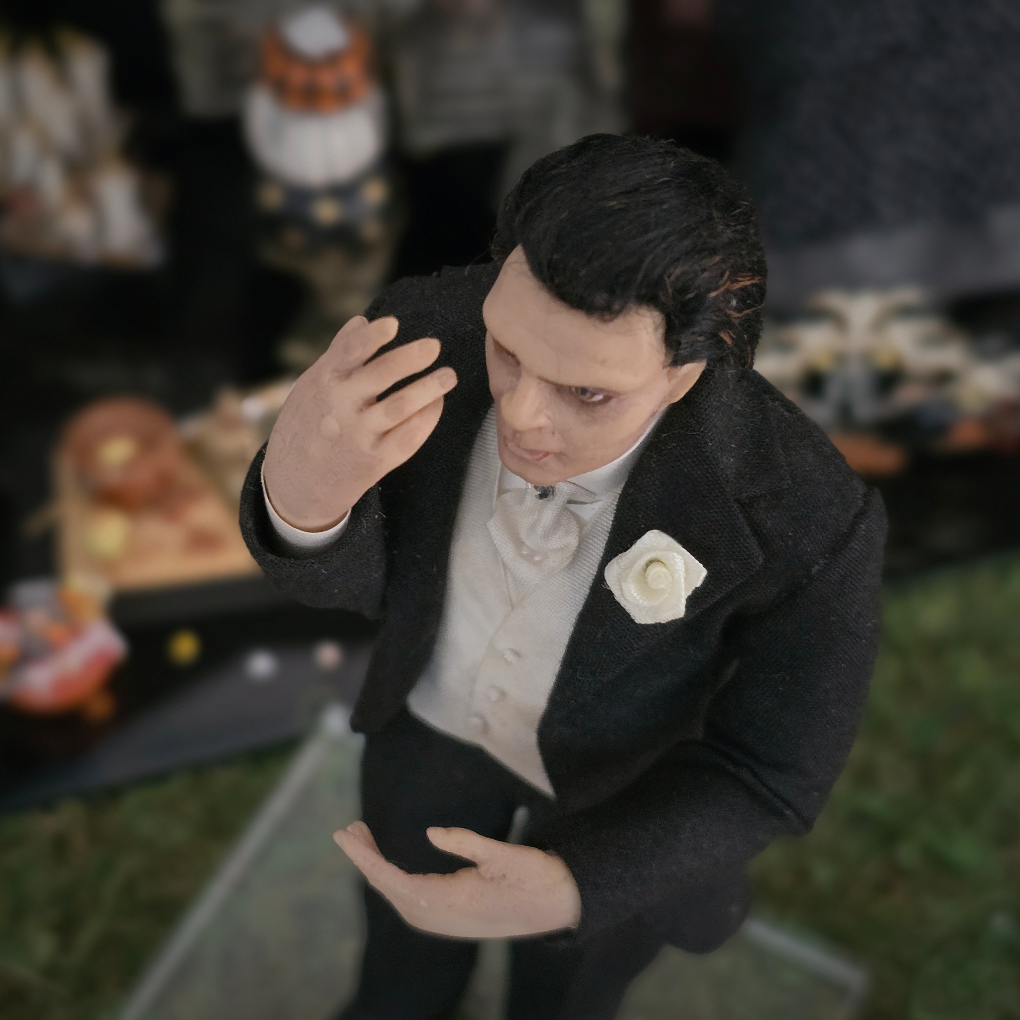 Gothic Gentleman Doll OOAK Hand-Sculpted Haunted Miniature with Posable Arms Halloween