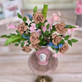 Load image into Gallery viewer, Signed Ron Benson 1987 Painted English Victorian Rose Vase with Artisan Floral Arrangement
