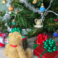 Load image into Gallery viewer, tiny angel tree topper for Christmas on tree branch
