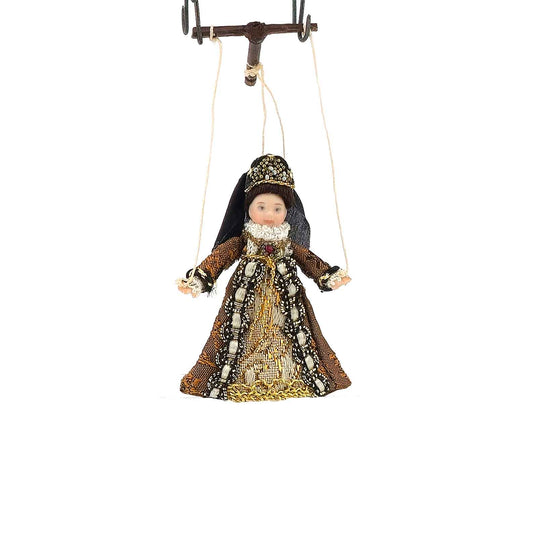 Debbie Dixon-Paver Tudor Lady Marionette Puppet Brown & Gold Gown 1:12