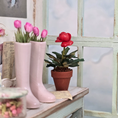 Load image into Gallery viewer, Potted Single Miniature Red Rose Hand Sculpted Porcelain Flower in Planter Vintage
