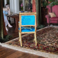 Load image into Gallery viewer, Artisan Gold-Leafed Blue Silk Upholstered Dollhouse Armchair
