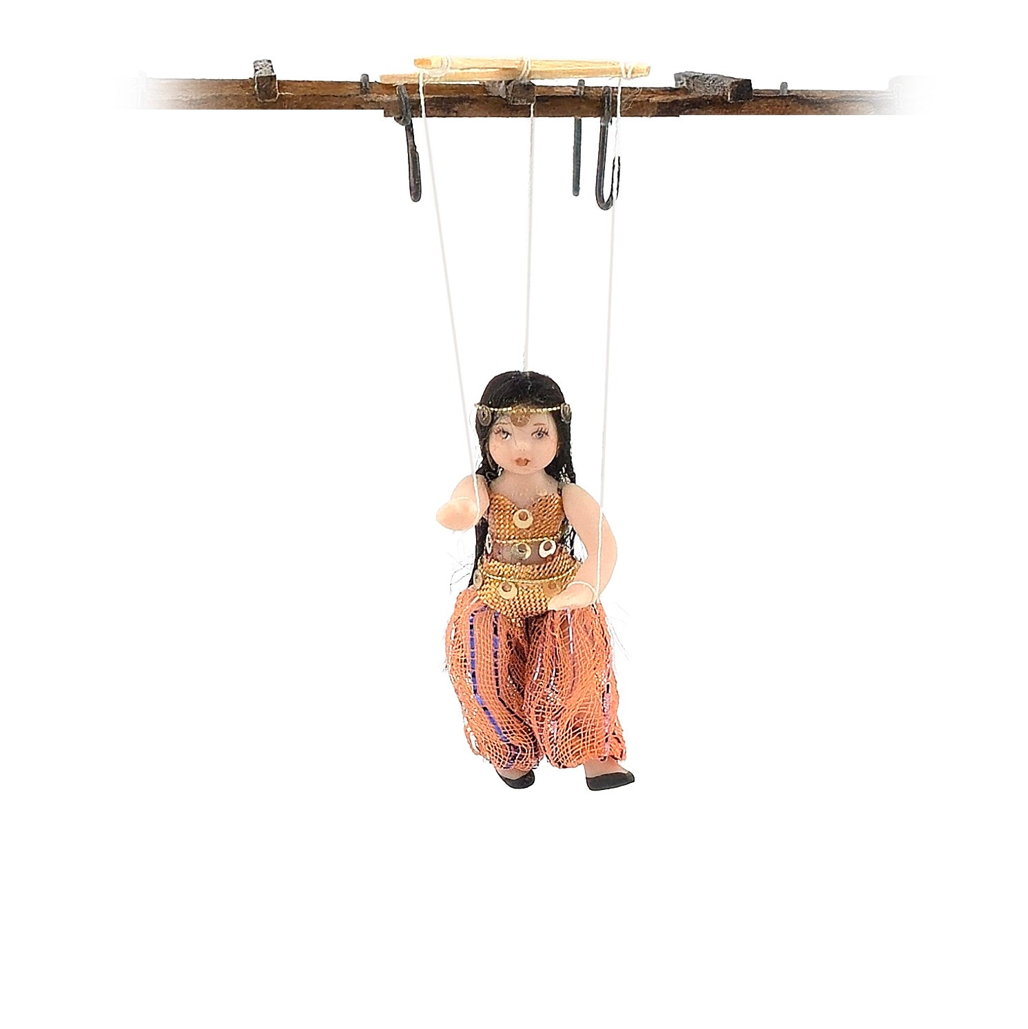 Peach Arabian Belly Dancer Marionette Puppet Doll by Loretta Kasza