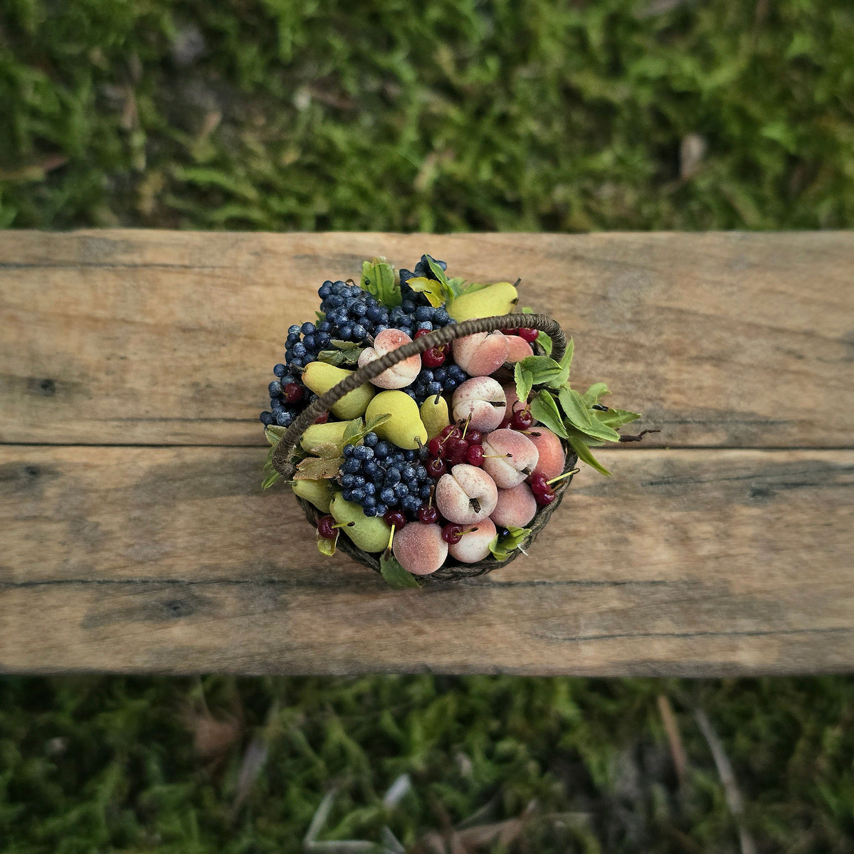Gosia Suchodolska IGMA Artisan Miniature Late Summer Fruit Harvest Basket Exclusive
