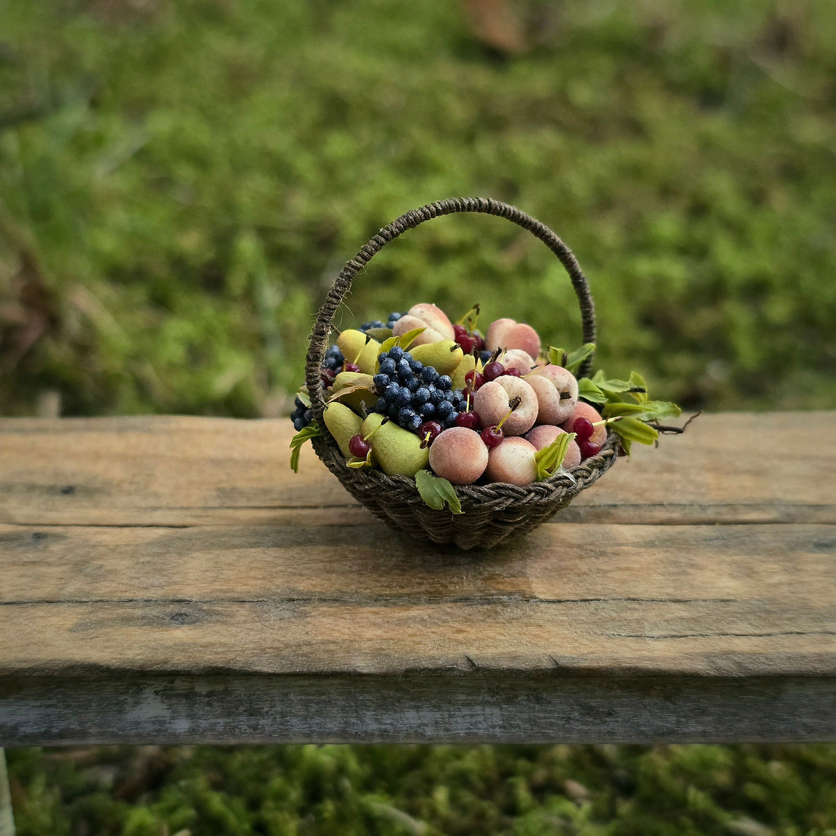 Gosia Suchodolska IGMA Artisan Miniature Late Summer Fruit Harvest Basket Exclusive