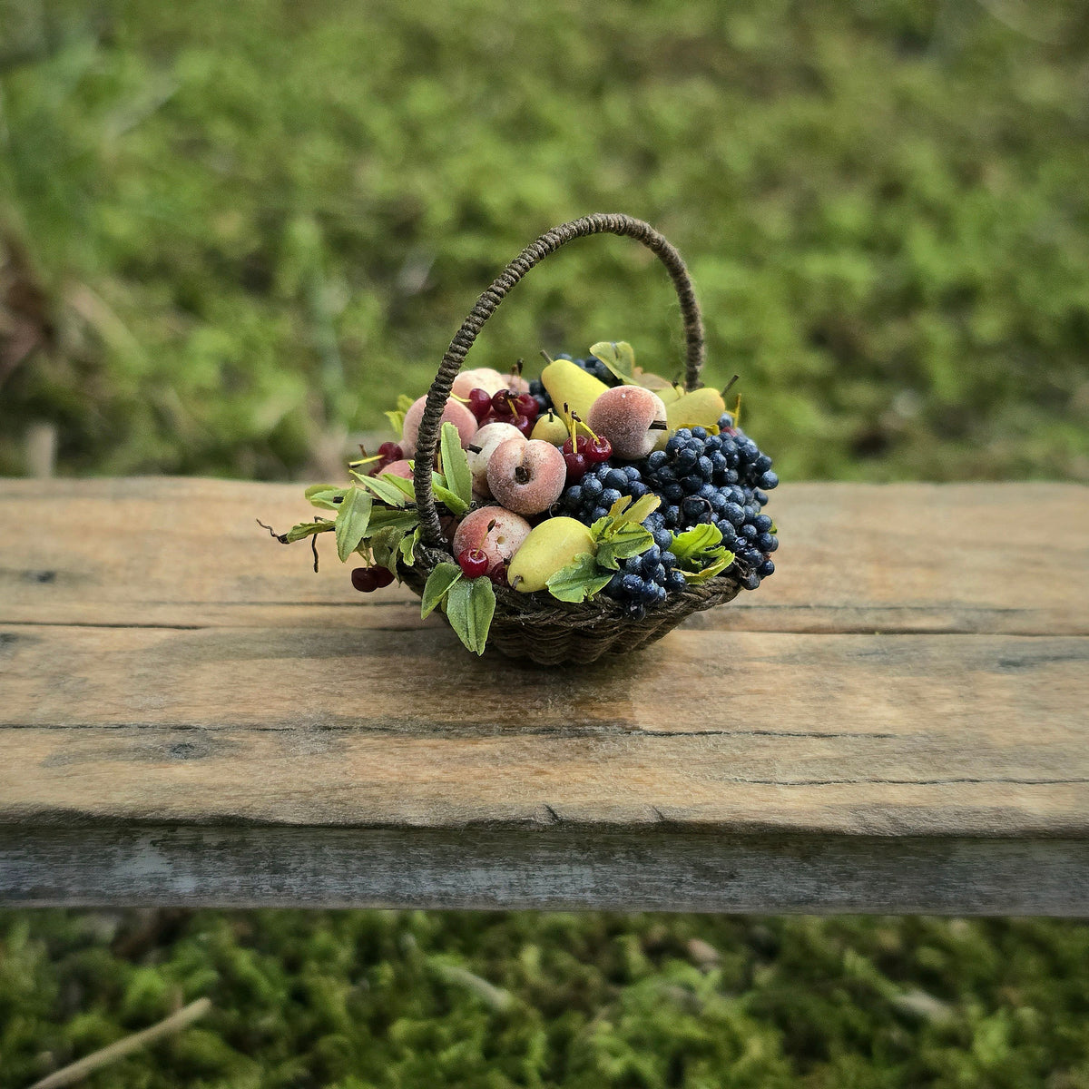 Gosia Suchodolska IGMA Artisan Miniature Late Summer Fruit Harvest Basket Exclusive