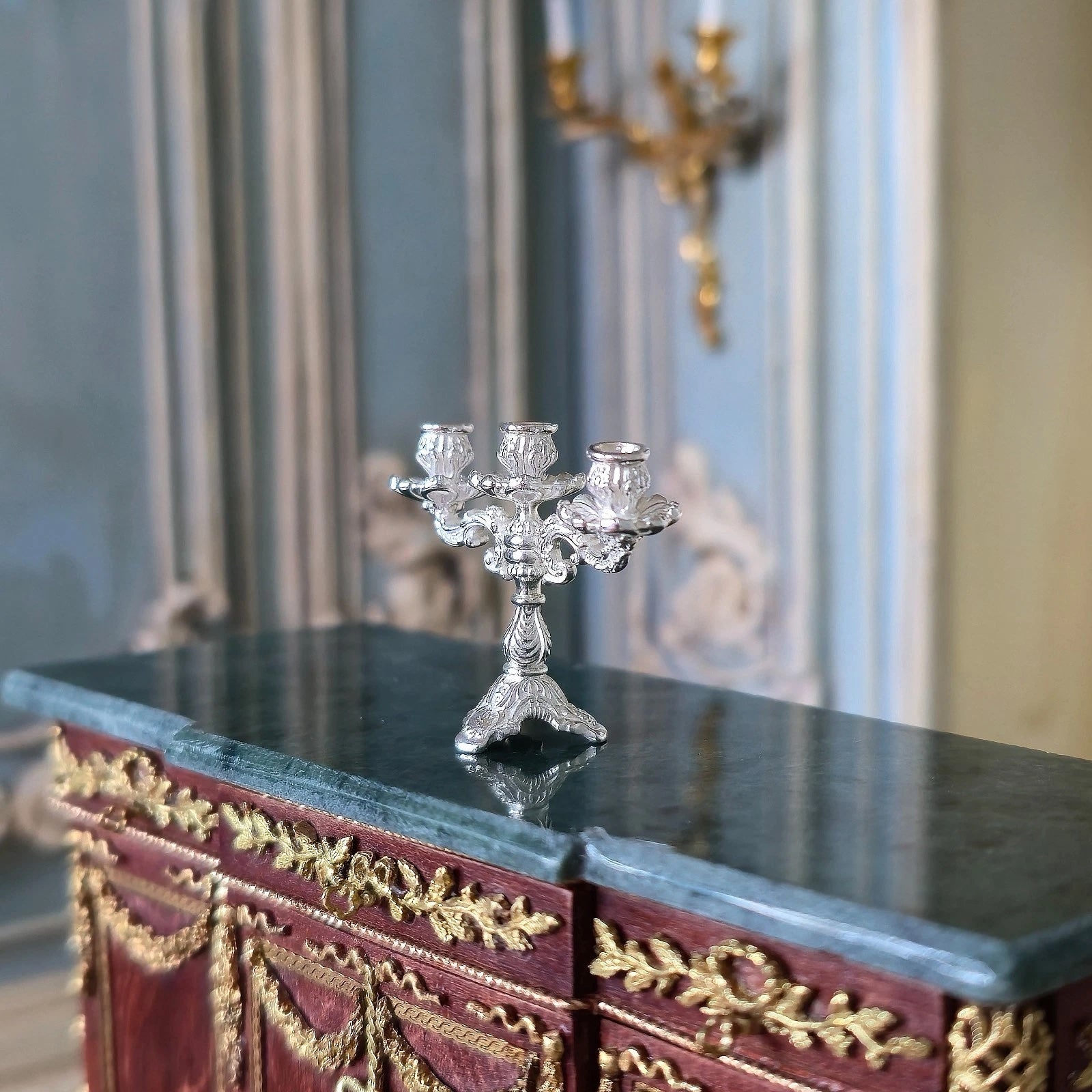 Dimitri Shevchenko Sterling Silver Baroque Candelabra Dollhouse Miniature
