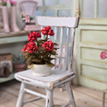 Load image into Gallery viewer, Potted Orange Geranium Plant Seashell Floral Arrangement Artisan Signed

