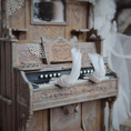 Load image into Gallery viewer, Singing Ghost Woman OOAK Haunted Miniature Lady Doll & Organ Scene by Pat Benedict

