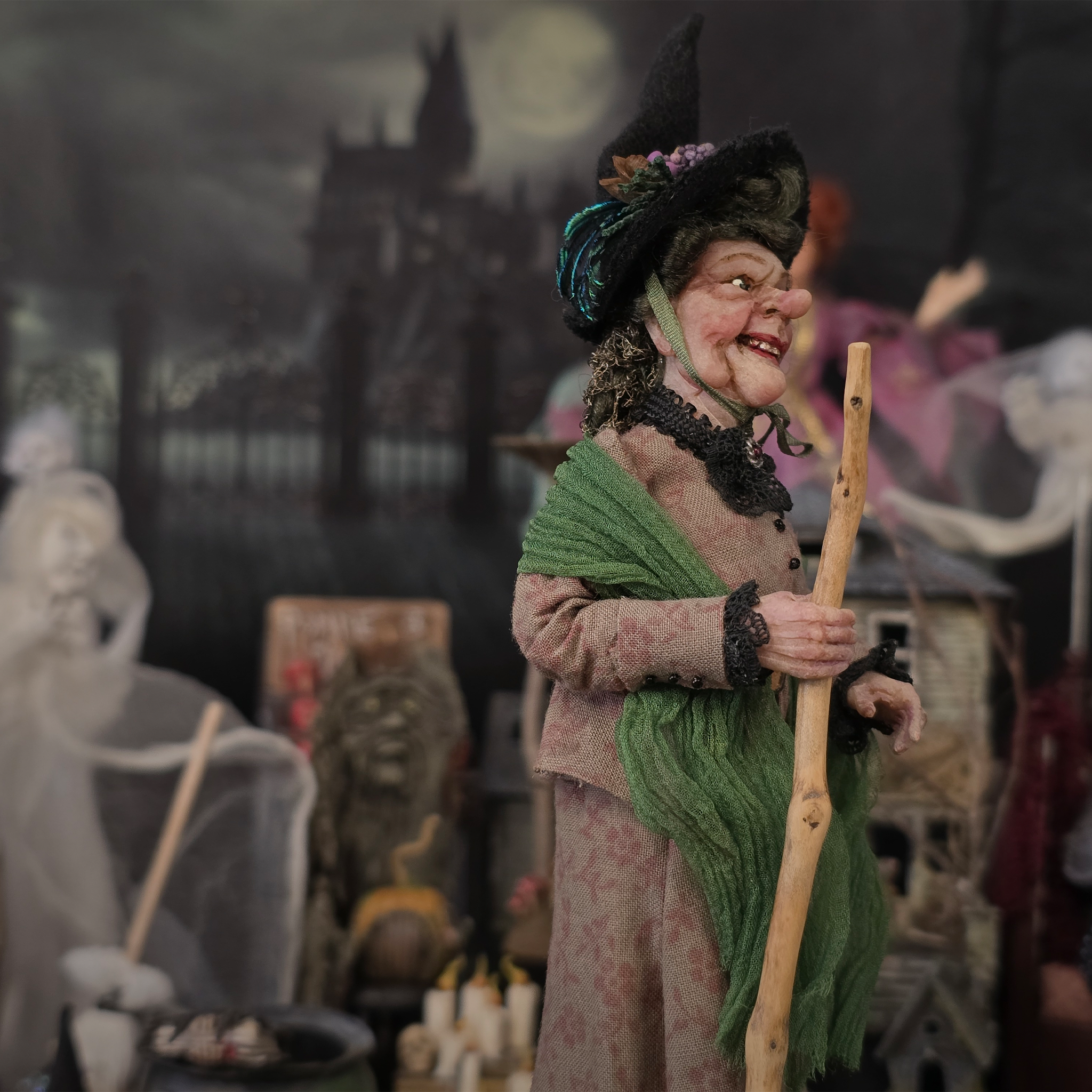Friendly Witch by Creager Studios OOAK Sculpted Clay Halloween Character Lady Doll