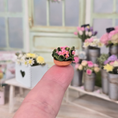 Load image into Gallery viewer, Flowering Pink African Violet Plant in Planter Pot Fuzzy Leaves Artisan Vintage
