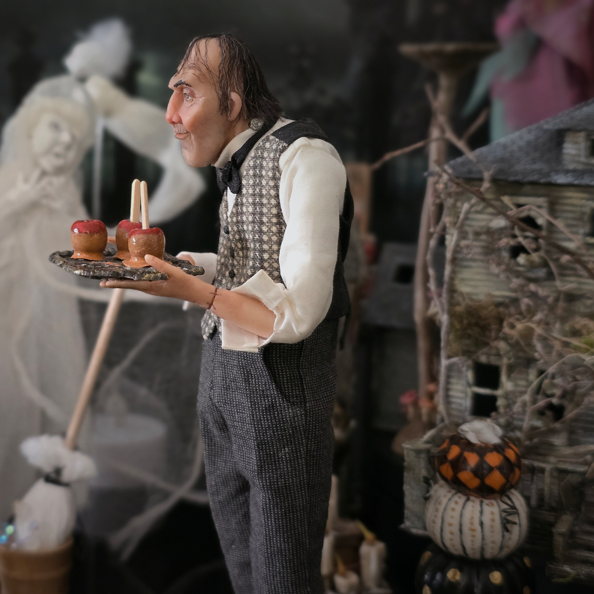 Artisan Dollhouse OOAK Miniature Art Creepy Gentleman Doll "Lurch" 1/12 Scale Sharon Cariola