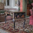 Load image into Gallery viewer, Decorative chinoiserie miniature desk with intricate designs on a patterned rug
