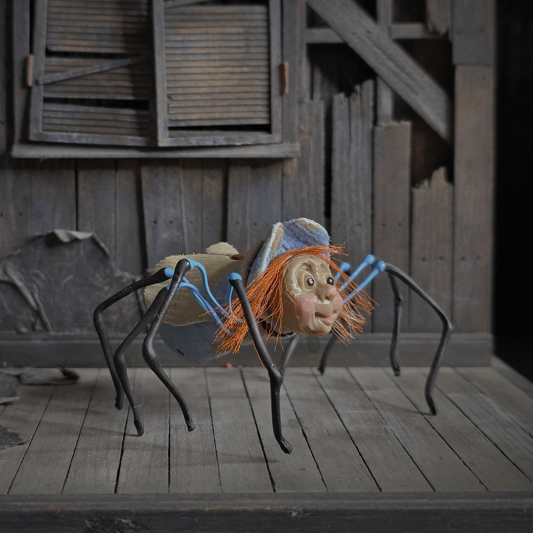 Anthropomorphic Spider Character Signed OOAK Vintage Miniature Dollhouse Art Doll