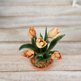 Load image into Gallery viewer, Potted Peach Tulips Hand Sculpted Clay Flowers in Planter Vintage Artisan
